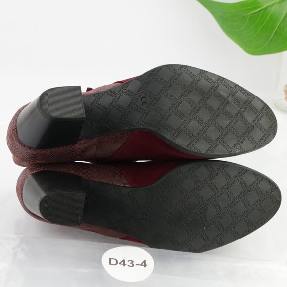 Vionic Womens Anne Boots Size 9.5 Burgundy Red Suede Python Block Heel Booties - Picture 9 of 12